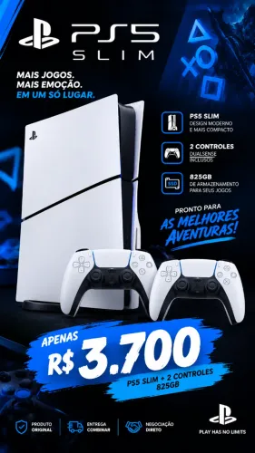 PS5 SLIM 825GB DOIS CONTROLES