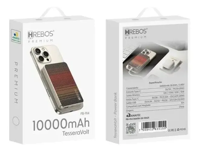 Power Bank HREBOS PB-914 TesseraVolt 10000mAh MagSafe Wireless 20W<br>