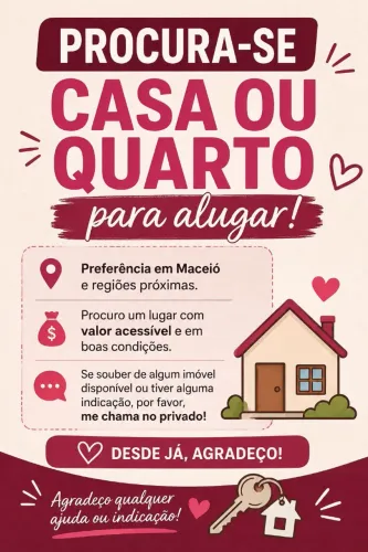 Tô procurando casa pra alugar ou quarto, se tiver um disponível entra em contato comigo.
