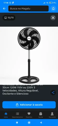 Ventilador De Coluna Preto 30cm Turbo 6 Pás Oscilante Ventisol 127V