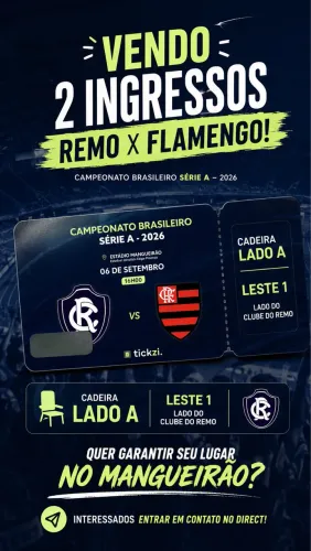 Vendo duas cadeiras do jogo de domingo Remo x flamengo