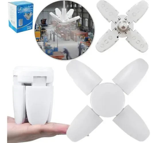 Lâmpada LED Dobrável 4 Pétalas 6500K Soquete E27 Lampada Multifuncional