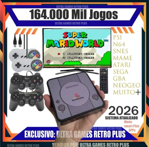 Ultra Video Game Retro + 4 controles + 164 mil jogos + Atualizado