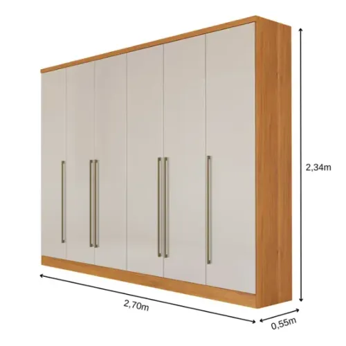 Guarda Roupa Casal 6 Portas 8 Gavetas 270cm