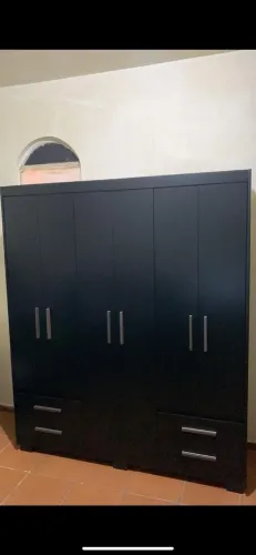 Guarda Roupa Casal 6 Portas 4 Gavetas Preto
