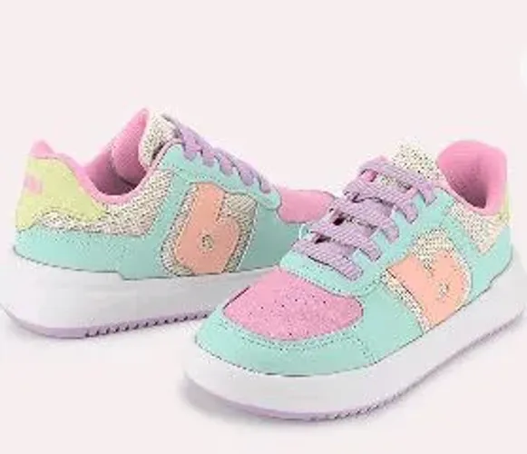 Tênis Infantil Bibi tamanho 35<br>College Rosa com Verde<br>Tamanho 35