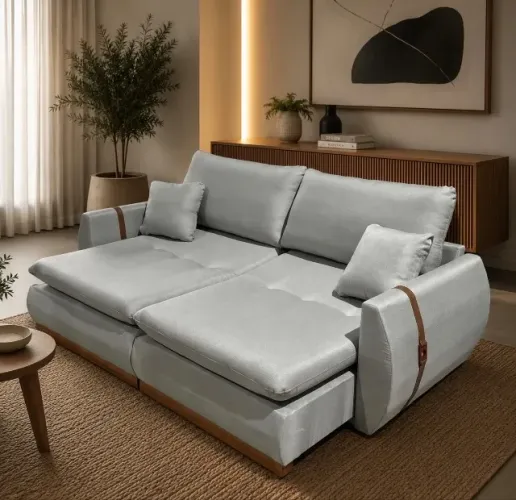 Sofá Retrátil Linha Vale Cinza 2,10 m