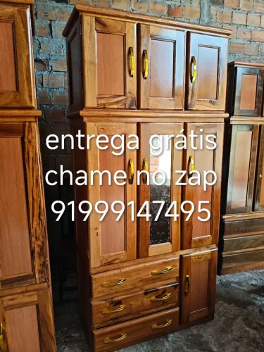 Guarda roupa de madeira espelhado novo frete grátis