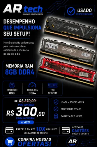 Memória 8GB DDR4 BALLISTIX Usada!! Em perfeito estado