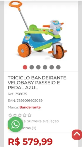 Triciclo Bandeirantes com puxador