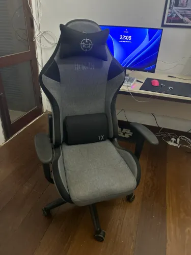 Cadeira Gamer TGT Heron TX Tecido, Preto e Cinza