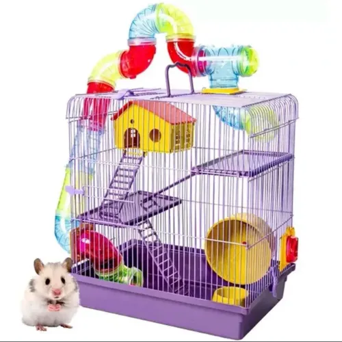 Gaiola Hamster Grande com Casa Completa 2 Andares Tubo Luxo - Jel Plast 