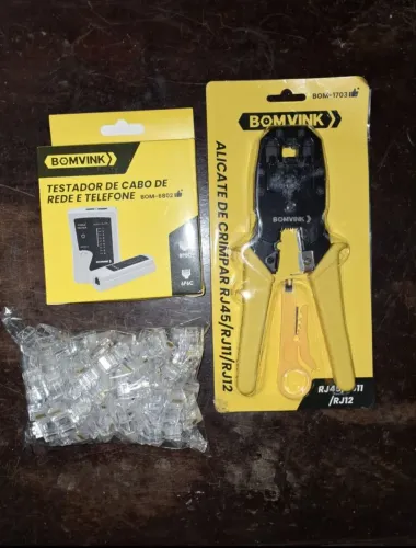 Alicate de Crimpar+testador de cabo de rede+ 100 plugs