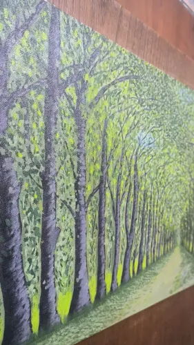 Quadro Pintura Óleo Sobre Tela Paisagem Assinado Monograma Oriental (2016)