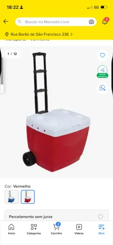 Caixa Termica Mor 42l Com Roda E Alça Transporte - Vermelha
