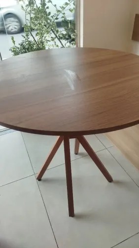 Mesa De Jantar Redonda 80cm - June - Pizarro Tampa Freijó