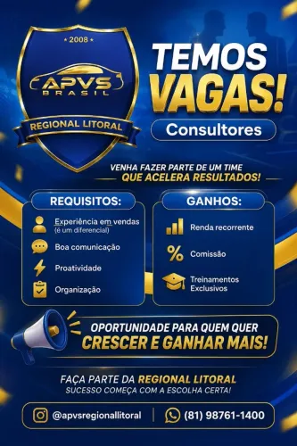 Vaga para Consultor(a) de Vendas