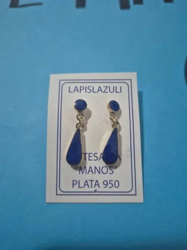 Brinco plata 950 Lapislazuli - Chileno