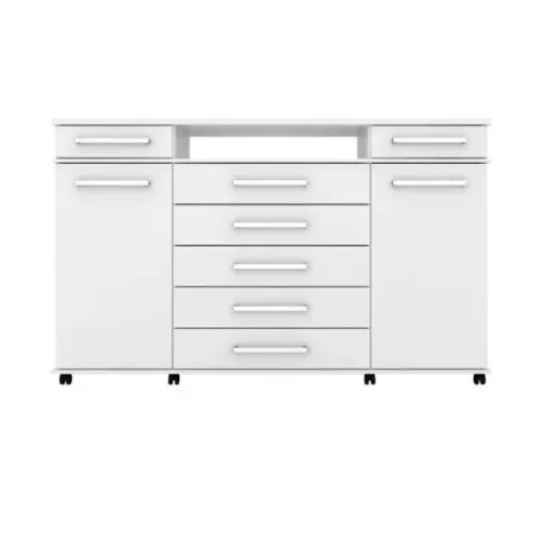 Cômoda 2 Portas 7 Gavetas Paris Espresso Móveis Branco