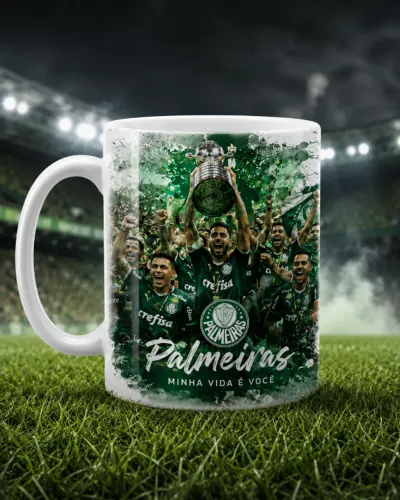 Caneca Personalizada Tema Futebol Verde e Branco | Presente Criativo para Torcedor