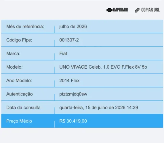Fiat Uno Vivace/rua 1.0 EVO Fire Flex 8V 5P 2014