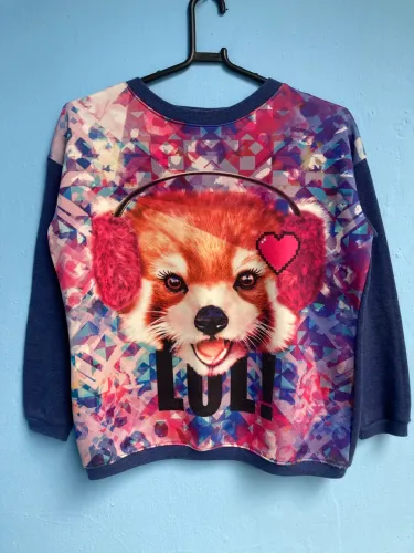 Moletom Infantil Roxo Estampado, Tam 10