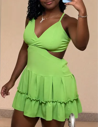 Vestido verde rodado