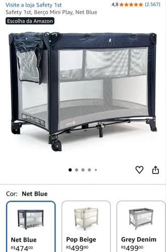 Safety 1st, Berço Mini Play, Net Blue