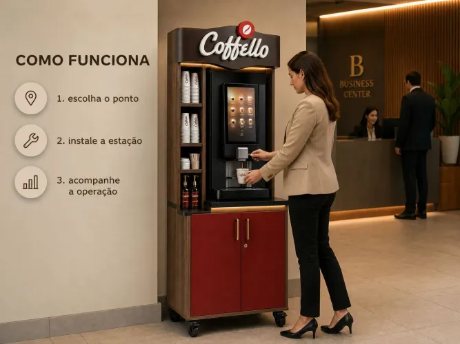 Operação autônoma de bebidas quentes Coffello