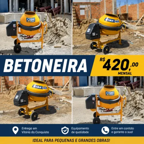 Betoneira para Alugar - R$ 420 Mensal | Vitória da Conquista