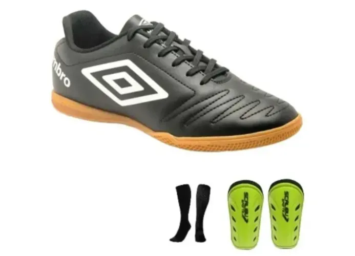 Tênis de Futsal Umbro + Meião + Caneleira