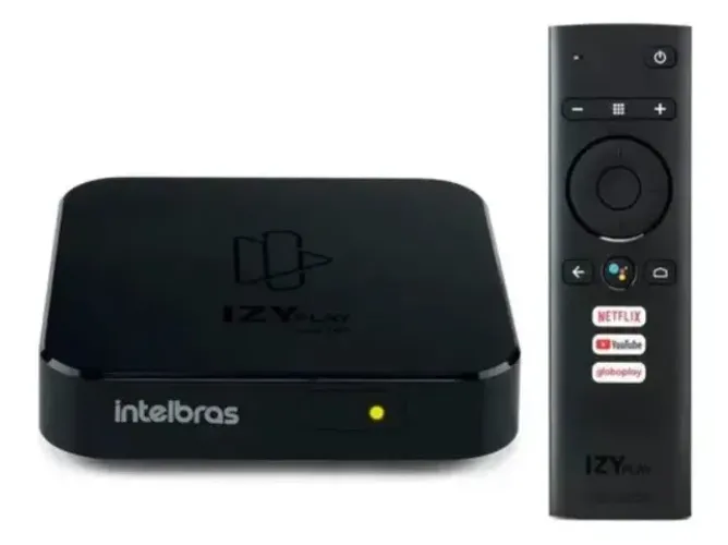 Smart Box TV Intelbras Izy Play Android Full Hd Usb Controle Remoto de Voz - Preto