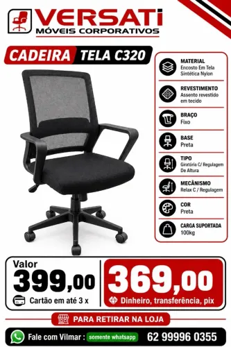 Cadeira tela giratória C320 ( produto novo ) Promoção - home office / escritorio