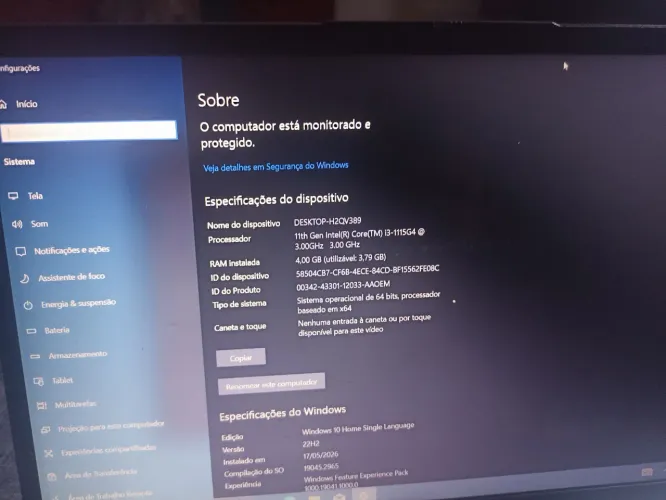 Notebook Lenovo i3 décima primeira geração 