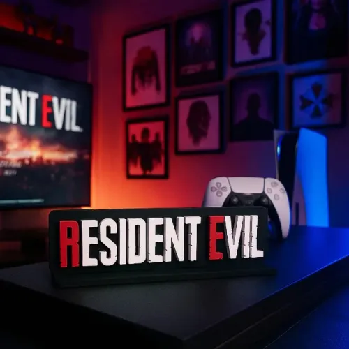 Placa Decorativa Gamer Letreiro Símbolo Geek Logo Jogo Resident Evil Para Setup Gamer