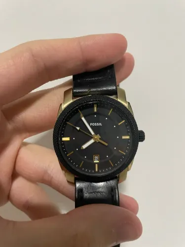 Relógio Fossil Machine FS5263 Masculino Preto/Dourado - Couro