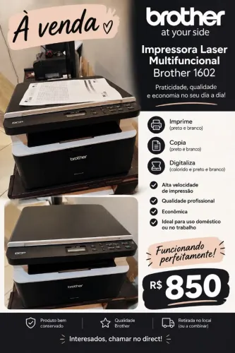 Vende-se Impressora Brother 1602 multifuncional 110V