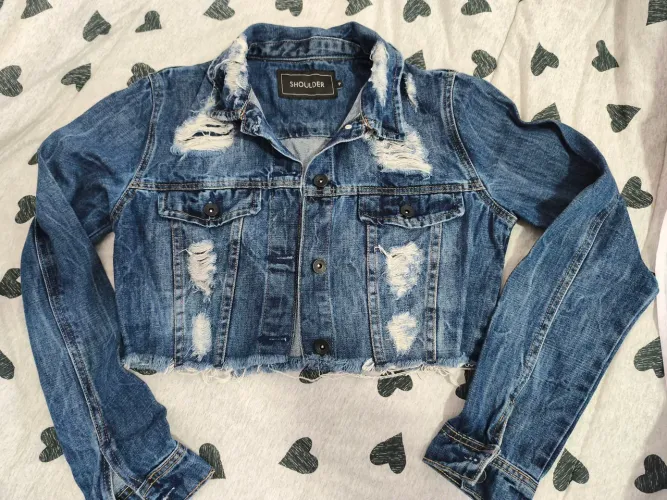 Jaqueta jeans feminina shoulder Tam P