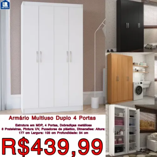 Armario multiuso duplo 4 portas