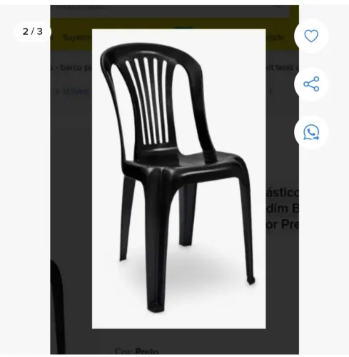 Mesa Quadrada Ps Móveis Plástico Preto 4 Pessoas +<br>4 Cadeira (Usado)