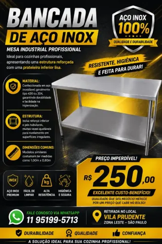 Bancada com paneleiro inbutido de aço inox 