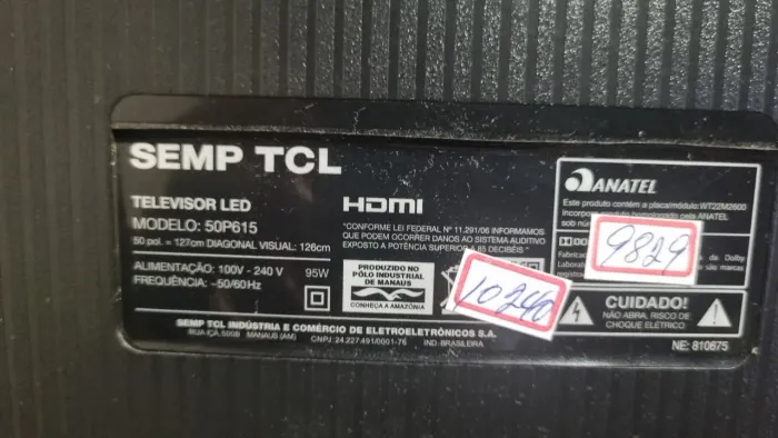 TV TCL 50p615 com Defeito de Tela