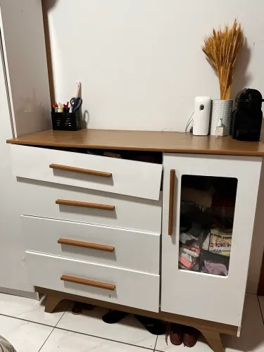 Cômoda Infantil 4 Gavetas 1 Porta Fraldáeio