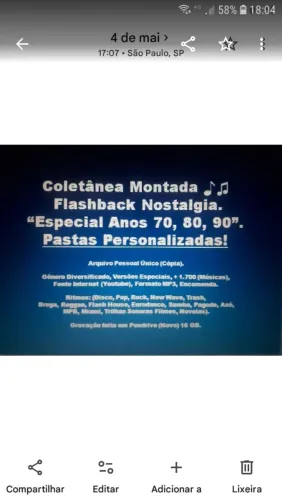 Pendrive Confeccionado Músicas