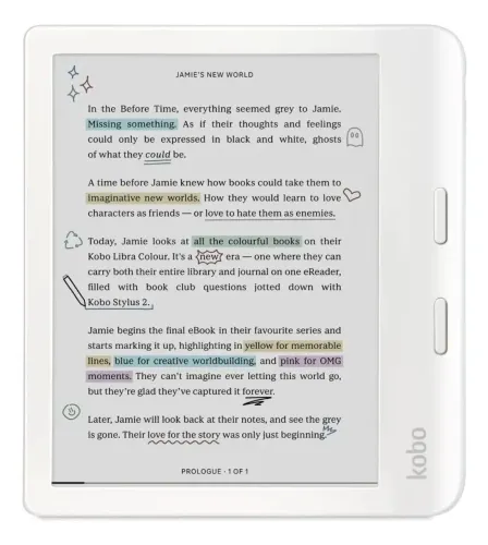 Ereader Kobo Libra Colour 7 Polegadas À Prova D'água Branco