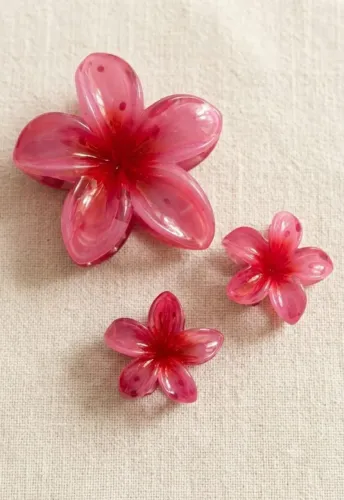 presilha kit 3 piranha prendedor cabelo petalas flor moda tendencia vermelho