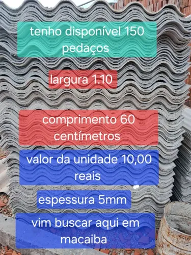 Está disponível 200 pedaços telhas novas