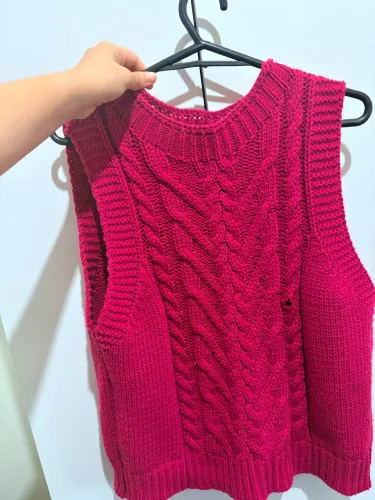 Colete de lã rosa 