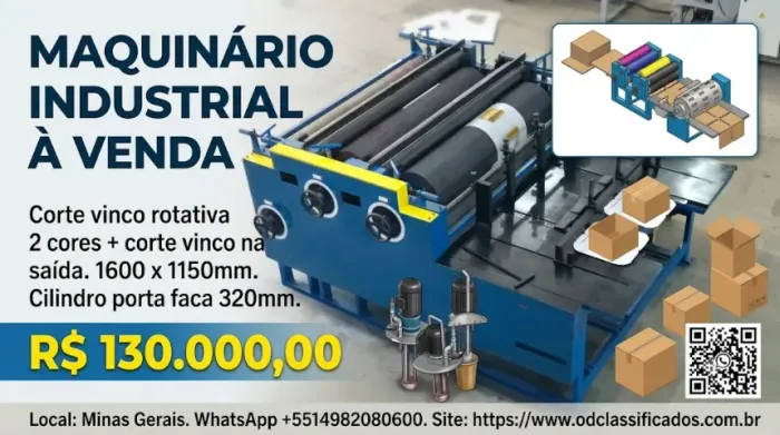 49 Corte vinco rotativa 2 cores + corte vinco na saída. 1600 x 1150mm Cilindro porta faca