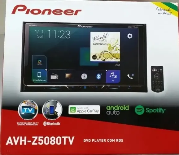 Multimidia 7" Pioneer AVH- Z5080 com TV, Bluetooth, Carplay, Android auto